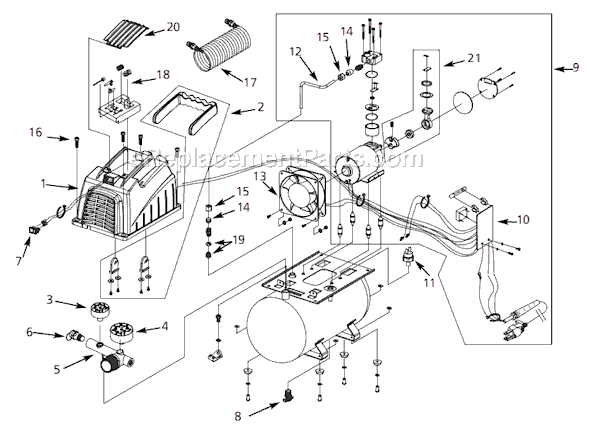 Page A Diagram and Parts List for FP2045 2003 Campbell Hausfeld Compressor